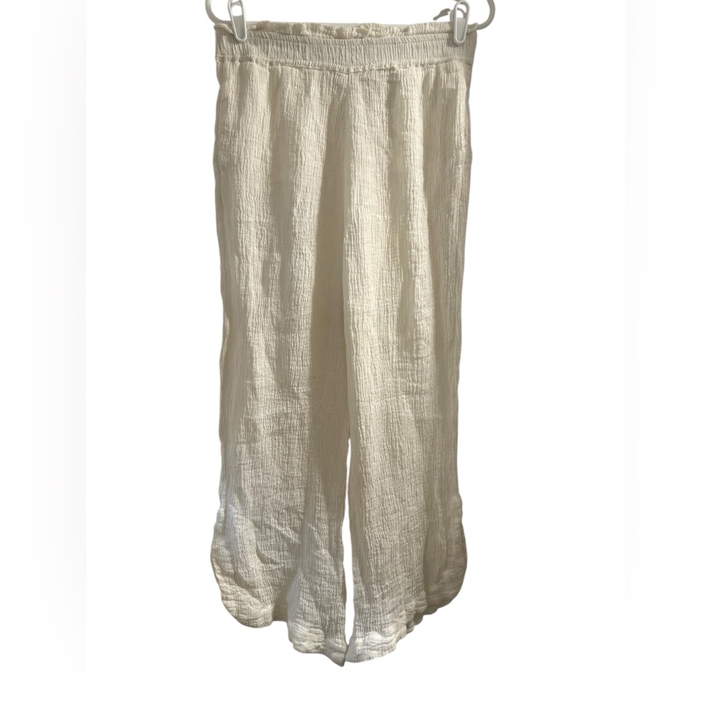 Rowie the Label Muslin Gauze Elastic Waist 100% linen Pants size Large